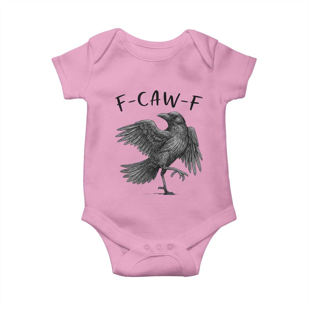F Caw F Raven Graphic Baby Onesie Funny Sarcastic Bird with Attitude TS02 Light Pink Print Your Wear