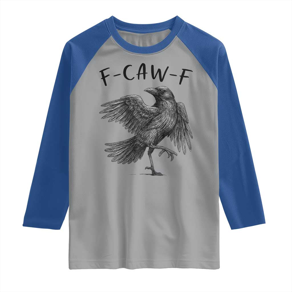 F Caw F Raven Graphic Raglan Shirt Funny Sarcastic Bird with Attitude TS02 Sport Gray Royal Print Your Wear