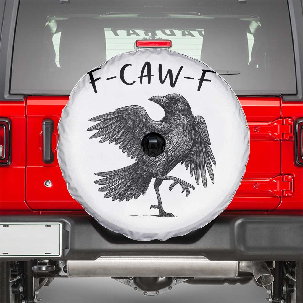 F Caw F Raven Graphic Spare Tire Cover Funny Sarcastic Bird with Attitude TS02 White Print Your Wear
