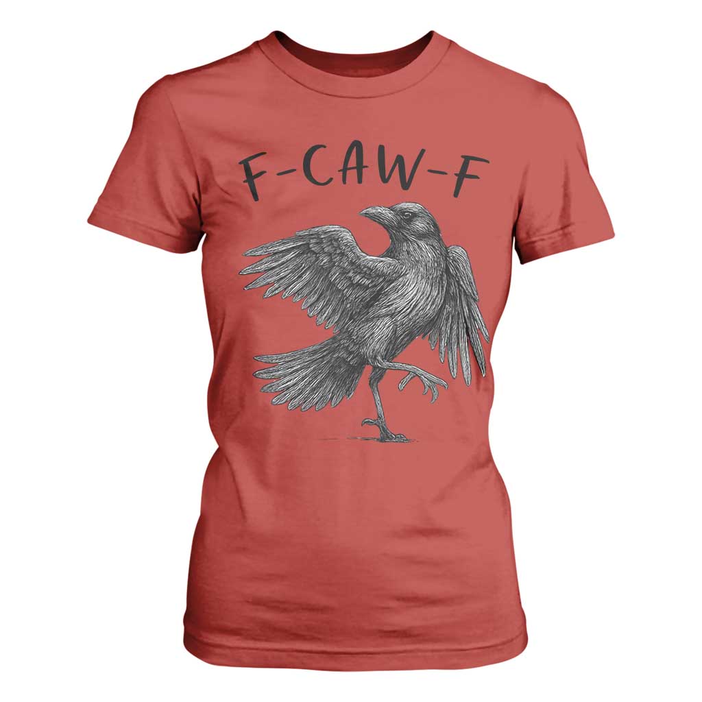 F Caw F Raven Graphic T Shirt For Women Funny Sarcastic Bird with Attitude TS02 Red Print Your Wear