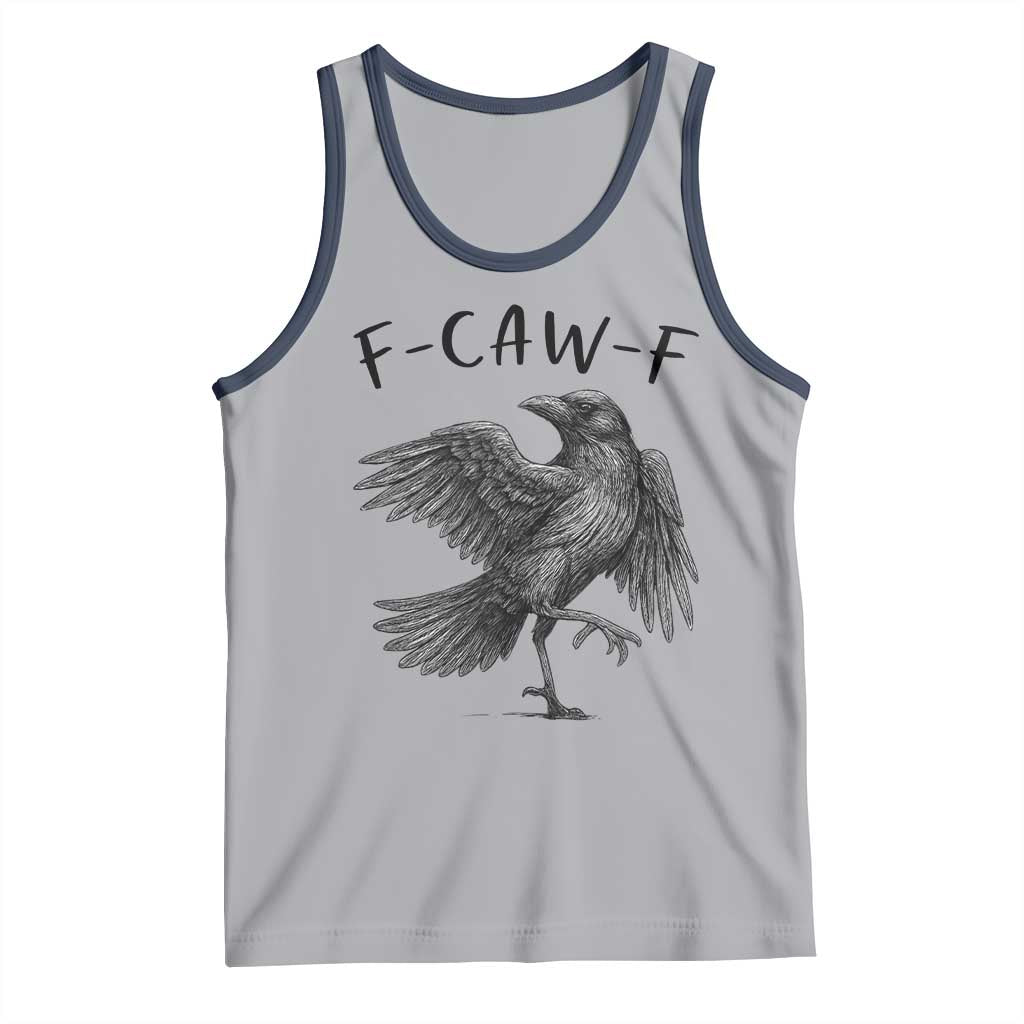 F Caw F Raven Graphic Tank Top Funny Sarcastic Bird with Attitude TS02 Athletic Heather Navy Print Your Wear