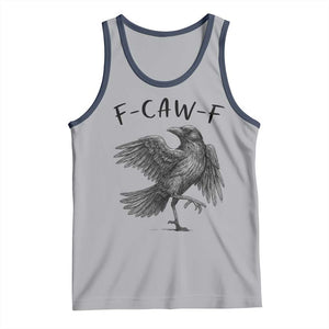 F Caw F Raven Graphic Tank Top Funny Sarcastic Bird with Attitude TS02 Athletic Heather Navy Print Your Wear