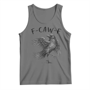 F Caw F Raven Graphic Tank Top Funny Sarcastic Bird with Attitude TS02 Black Heather Print Your Wear