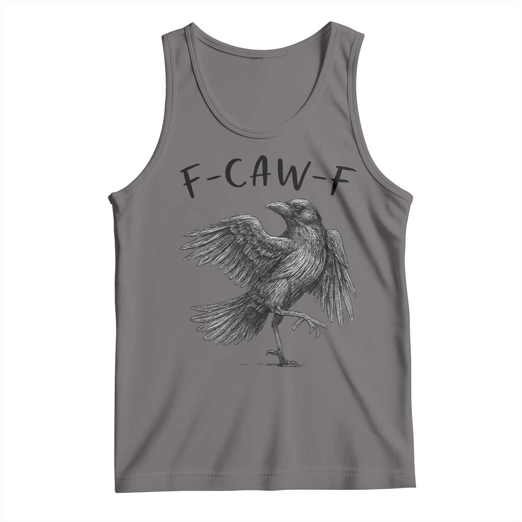F Caw F Raven Graphic Tank Top Funny Sarcastic Bird with Attitude TS02 Deep Heather Print Your Wear