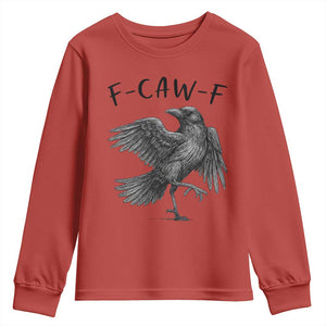 F Caw F Raven Graphic Youth Sweatshirt Funny Sarcastic Bird with Attitude TS02 Red Print Your Wear
