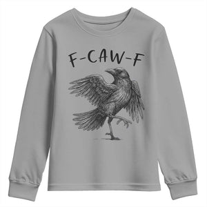 F Caw F Raven Graphic Youth Sweatshirt Funny Sarcastic Bird with Attitude TS02 Sport Gray Print Your Wear