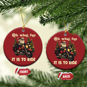 Biker Santa Claus Christmas Ornament Oh What Fun It Is To Ride Motorcycle Xmas Tree TS02 Circle Red Print Your Wear