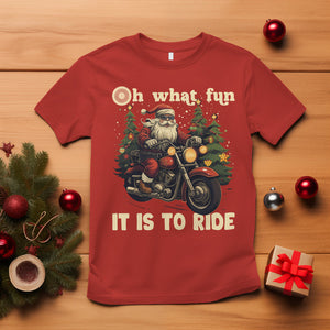 Santa Claus Biker T Shirt Oh What Fun It Is To Ride Motorcycle Christmas TS02 Red Printyourwear