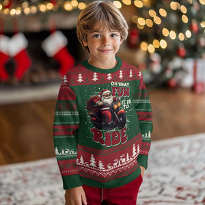 Biker Santa Claus Ugly Christmas Sweater Oh What Fun It Is To Ride Motorcycle Xmas TS02 Christmas Print Your Wear