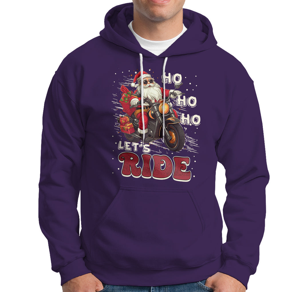 Santa Claus Biker Hoodie Ho Ho Ho Let's Ride Christmas TS02 Purple Printyourwear