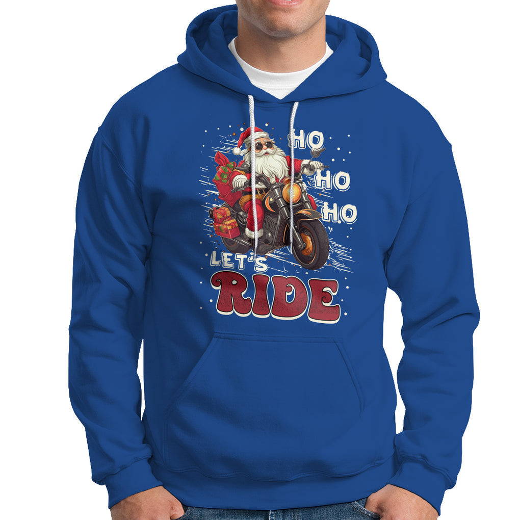 Santa Claus Biker Hoodie Ho Ho Ho Let's Ride Christmas TS02 Royal Blue Printyourwear