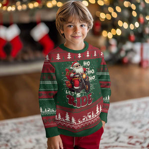 Biker Santa Claus Ugly Christmas Sweater Ho Ho Ho Let's Ride Xmas TS02 Christmas Print Your Wear