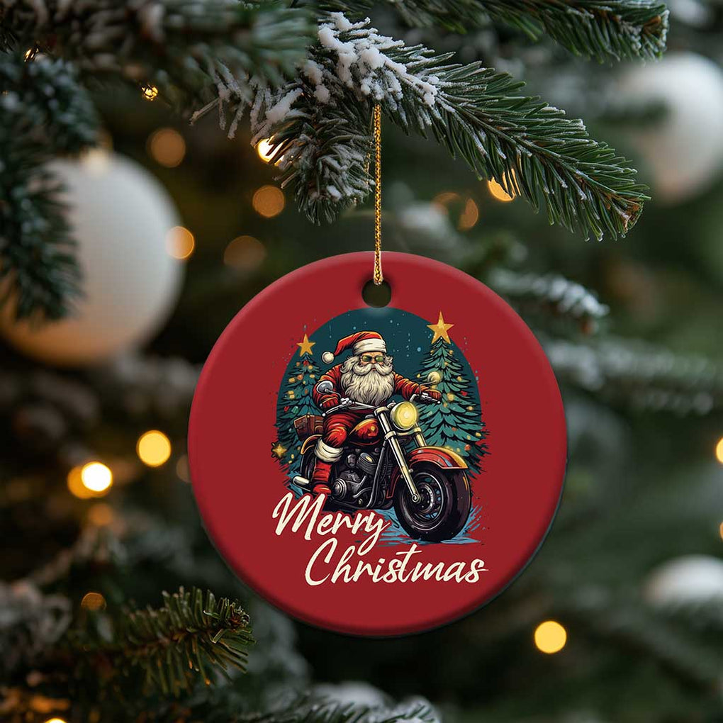 Biker Santa Claus Christmas Ornament Merry Xmas Riding Motorcycle TS02 Print Your Wear
