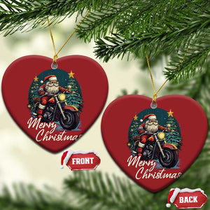 Biker Santa Claus Christmas Ornament Merry Xmas Riding Motorcycle TS02 Heart Red Print Your Wear