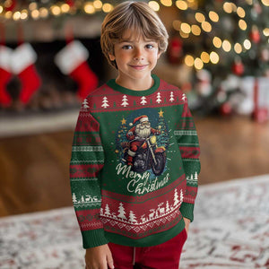 Biker Santa Claus Ugly Christmas Sweater Merry Xmas Riding Motorcycle TS02 Christmas Print Your Wear