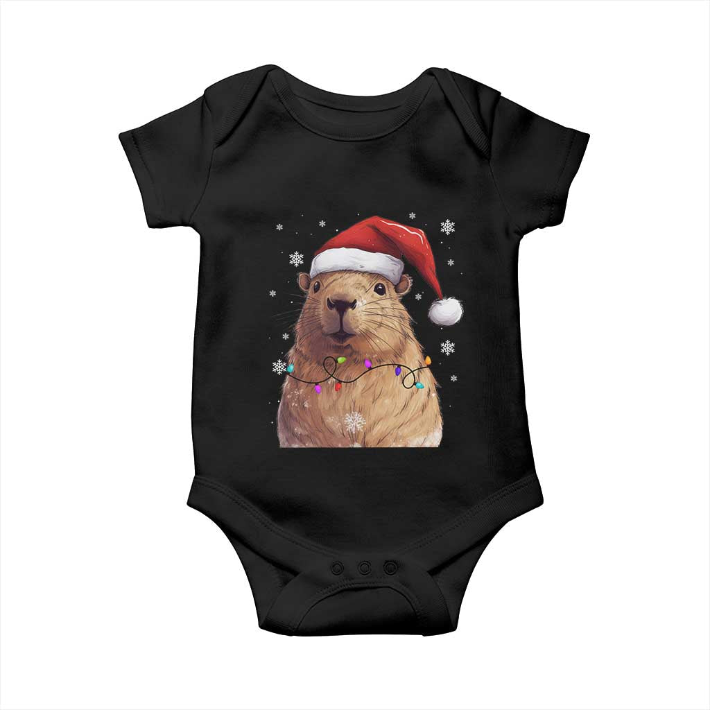 Capybara Christmas Baby Onesie Funny Santa Capy Meme Xmas Vibe TS02 Black Print Your Wear