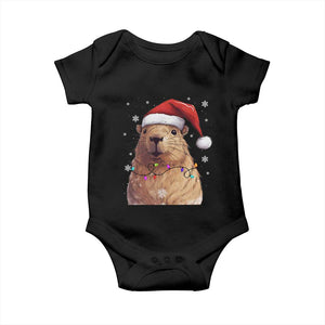 Capybara Christmas Baby Onesie Funny Santa Capy Meme Xmas Vibe TS02 Black Print Your Wear