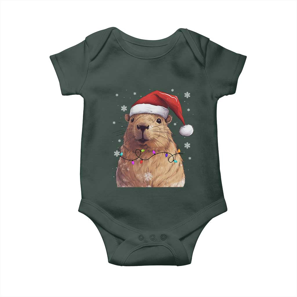 Capybara Christmas Baby Onesie Funny Santa Capy Meme Xmas Vibe TS02 Print Your Wear