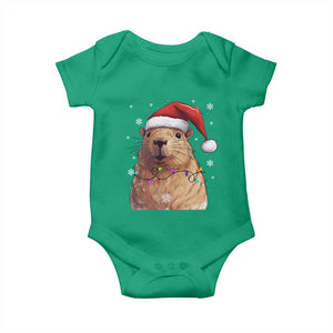 Capybara Christmas Baby Onesie Funny Santa Capy Meme Xmas Vibe TS02 Irish Green Print Your Wear