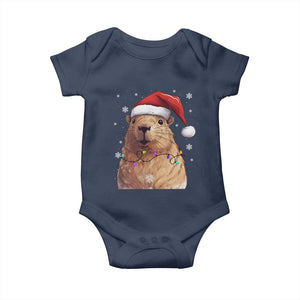 Capybara Christmas Baby Onesie Funny Santa Capy Meme Xmas Vibe TS02 Navy Print Your Wear