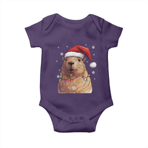 Capybara Christmas Baby Onesie Funny Santa Capy Meme Xmas Vibe TS02 Purple Print Your Wear