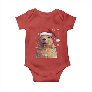 Capybara Christmas Baby Onesie Funny Santa Capy Meme Xmas Vibe TS02 Red Print Your Wear