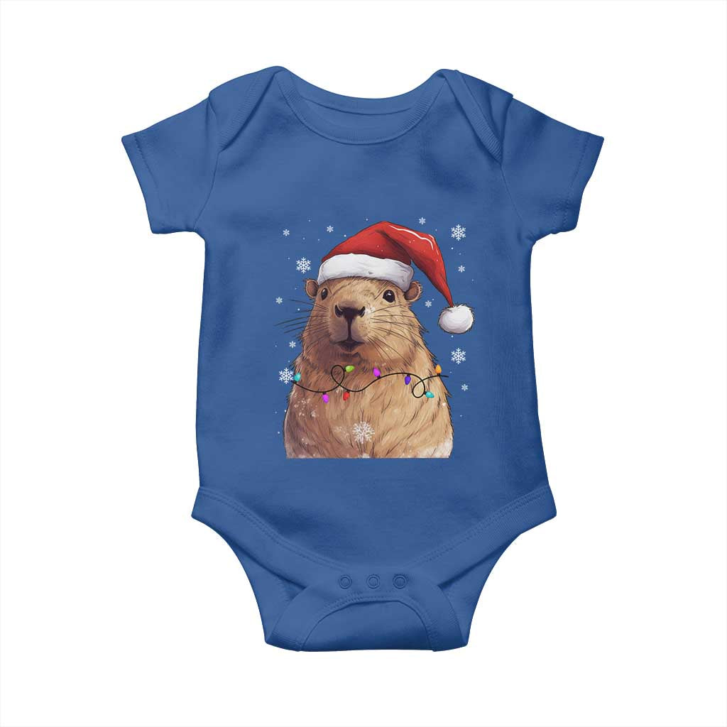 Capybara Christmas Baby Onesie Funny Santa Capy Meme Xmas Vibe TS02 Royal Blue Print Your Wear