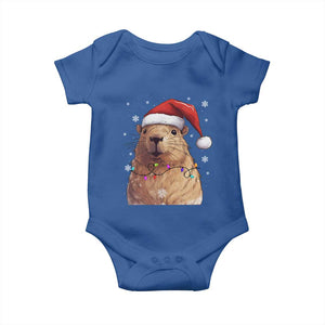 Capybara Christmas Baby Onesie Funny Santa Capy Meme Xmas Vibe TS02 Royal Blue Print Your Wear