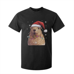 Capybara Christmas T Shirt For Kid Funny Santa Capy Meme Xmas Vibe TS02 Black Print Your Wear