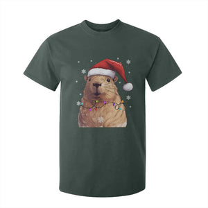 Capybara Christmas T Shirt For Kid Funny Santa Capy Meme Xmas Vibe TS02 Dark Forest Green Print Your Wear