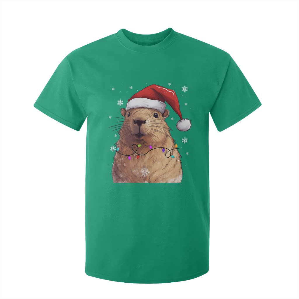 Capybara Christmas T Shirt For Kid Funny Santa Capy Meme Xmas Vibe TS02 Irish Green Print Your Wear