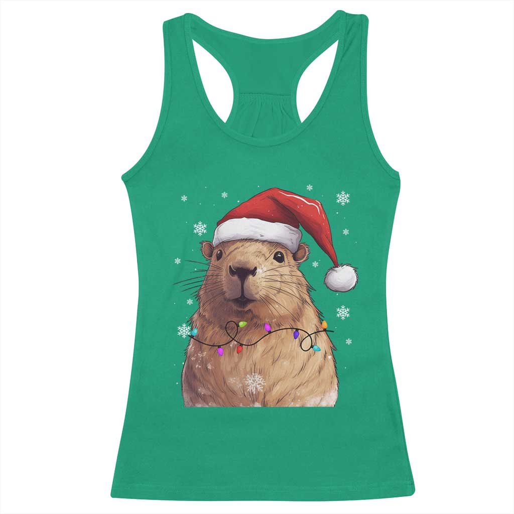 Capybara Christmas Racerback Tank Top Funny Santa Capy Meme Xmas Vibe TS02 Irish Green Print Your Wear