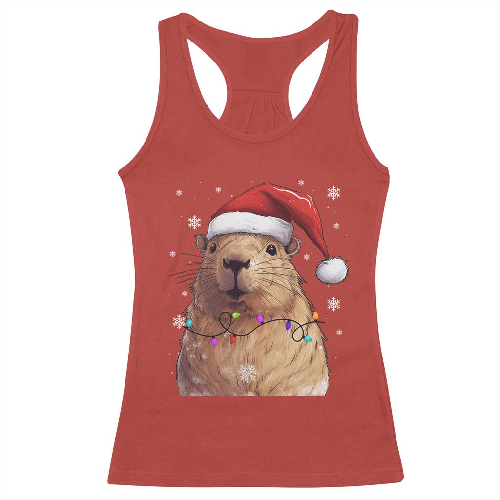 Capybara Christmas Racerback Tank Top Funny Santa Capy Meme Xmas Vibe TS02 Red Print Your Wear