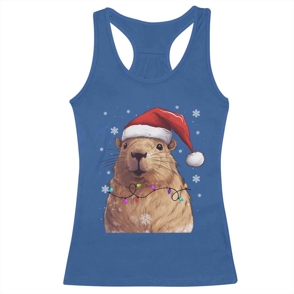 Capybara Christmas Racerback Tank Top Funny Santa Capy Meme Xmas Vibe TS02 Royal Blue Print Your Wear