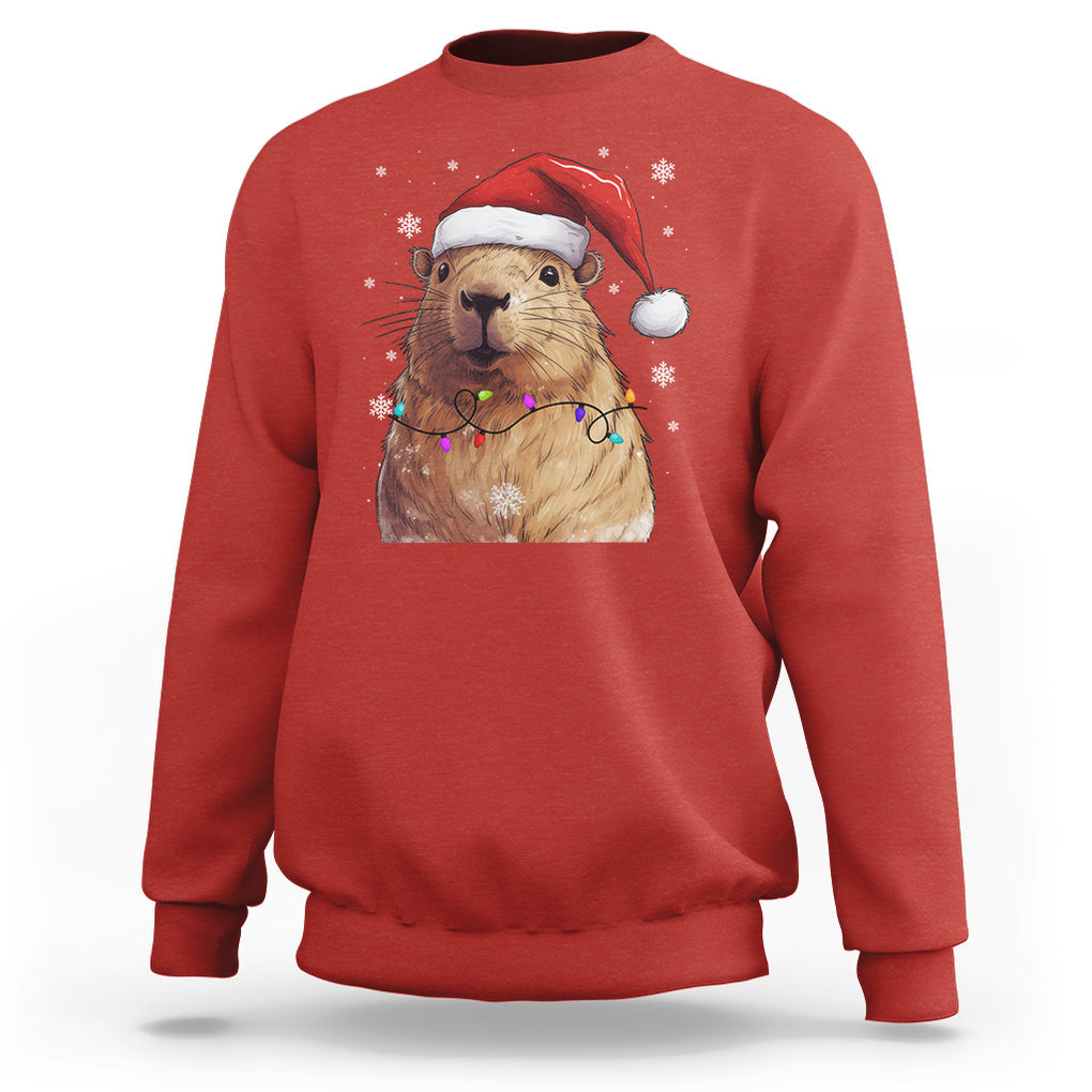 Capybara Christmas Sweatshirt Funny Santa Capy Meme Xmas Vibe TS02 Red Printyourwear