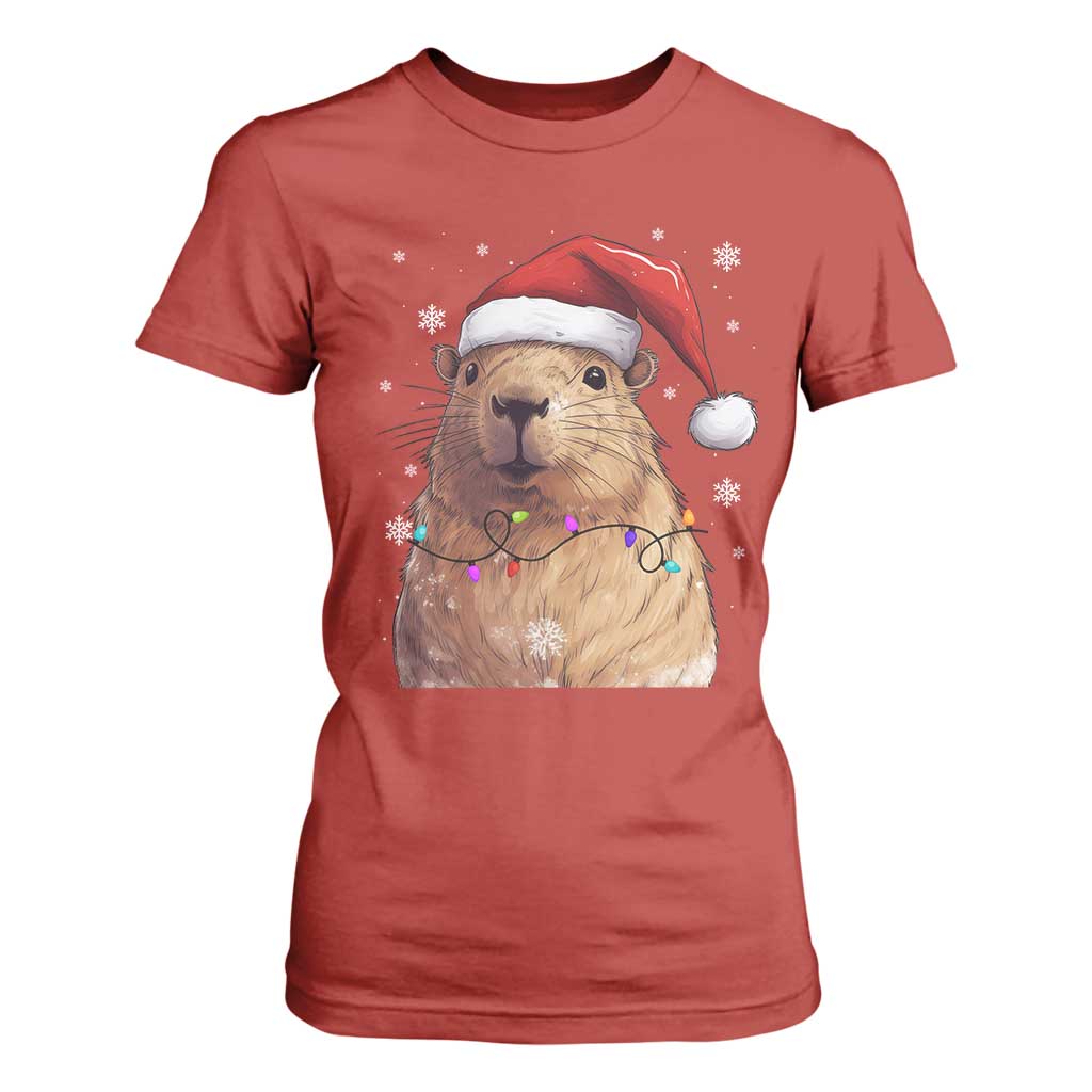 Capybara Christmas T Shirt For Women Funny Santa Capy Meme Xmas Vibe TS02 Red Print Your Wear