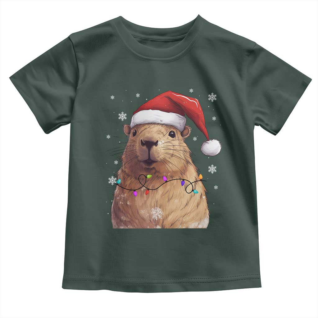 Capybara Christmas Toddler T Shirt Funny Santa Capy Meme Xmas Vibe TS02 Dark Forest Green Print Your Wear