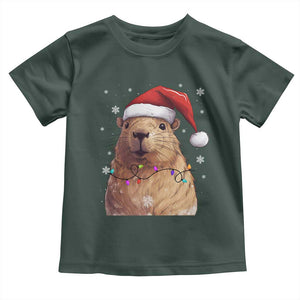 Capybara Christmas Toddler T Shirt Funny Santa Capy Meme Xmas Vibe TS02 Dark Forest Green Print Your Wear