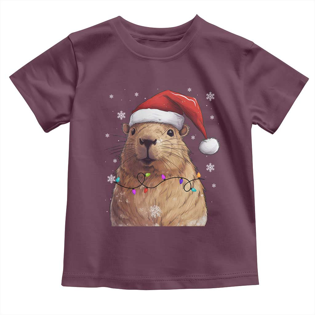Capybara Christmas Toddler T Shirt Funny Santa Capy Meme Xmas Vibe TS02 Maroon Print Your Wear