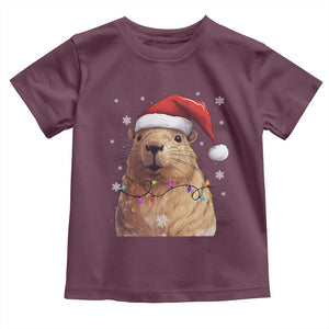Capybara Christmas Toddler T Shirt Funny Santa Capy Meme Xmas Vibe TS02 Maroon Print Your Wear