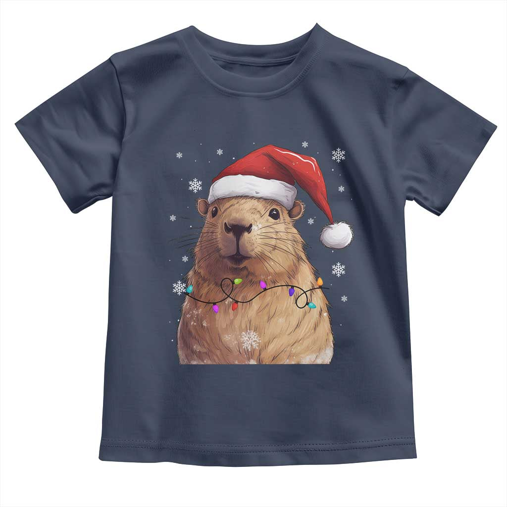 Capybara Christmas Toddler T Shirt Funny Santa Capy Meme Xmas Vibe TS02 Navy Print Your Wear