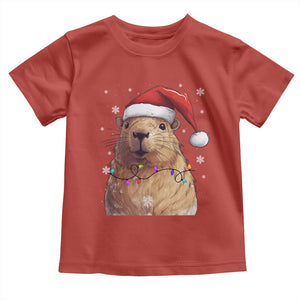 Capybara Christmas Toddler T Shirt Funny Santa Capy Meme Xmas Vibe TS02 Red Print Your Wear
