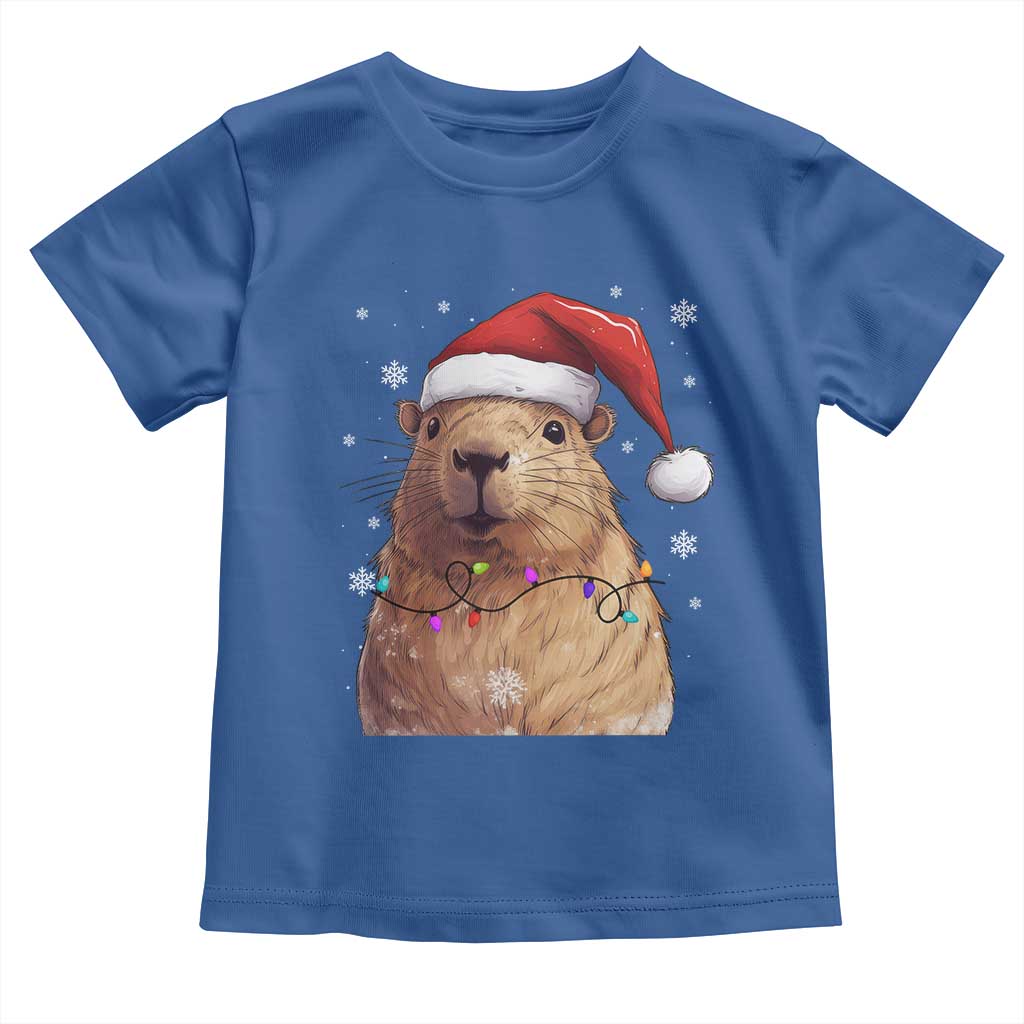 Capybara Christmas Toddler T Shirt Funny Santa Capy Meme Xmas Vibe TS02 Royal Blue Print Your Wear