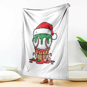 Cute Baseball Christmas Icecream Dripping Throw Blanket Holiday Ice Cream Cone with Santa Hat TS02 Print Your Wear