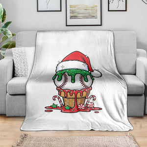 Cute Baseball Christmas Icecream Dripping Throw Blanket Holiday Ice Cream Cone with Santa Hat TS02 Print Your Wear