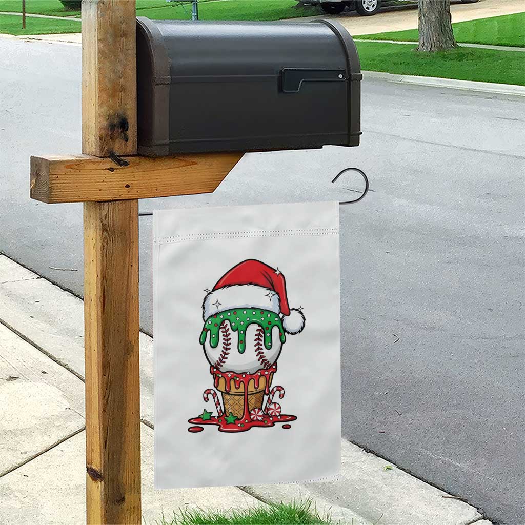 Cute Baseball Christmas Icecream Dripping Garden Flag Holiday Ice Cream Cone with Santa Hat TS02 Print Your Wear