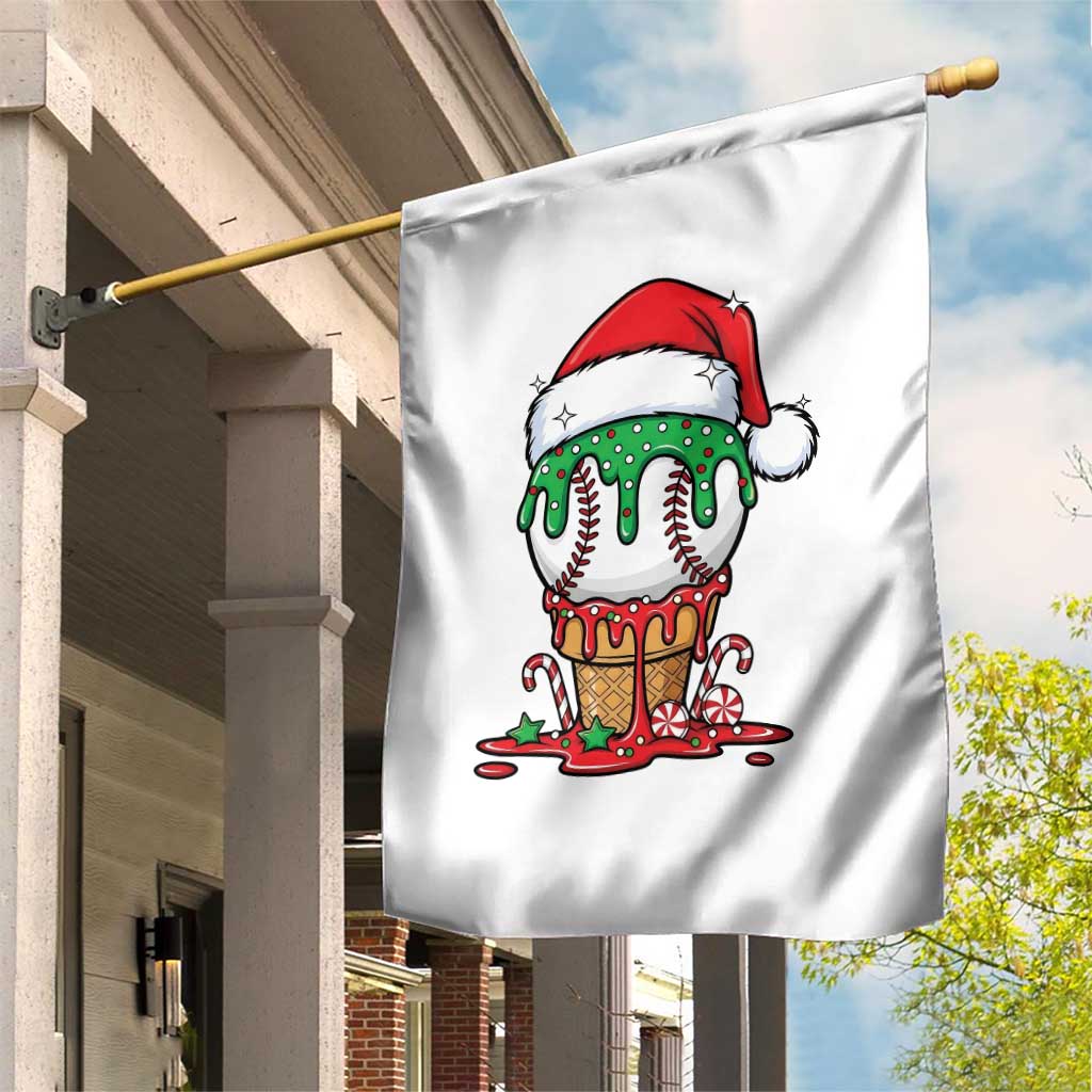 Cute Baseball Christmas Icecream Dripping Garden Flag Holiday Ice Cream Cone with Santa Hat TS02 Print Your Wear