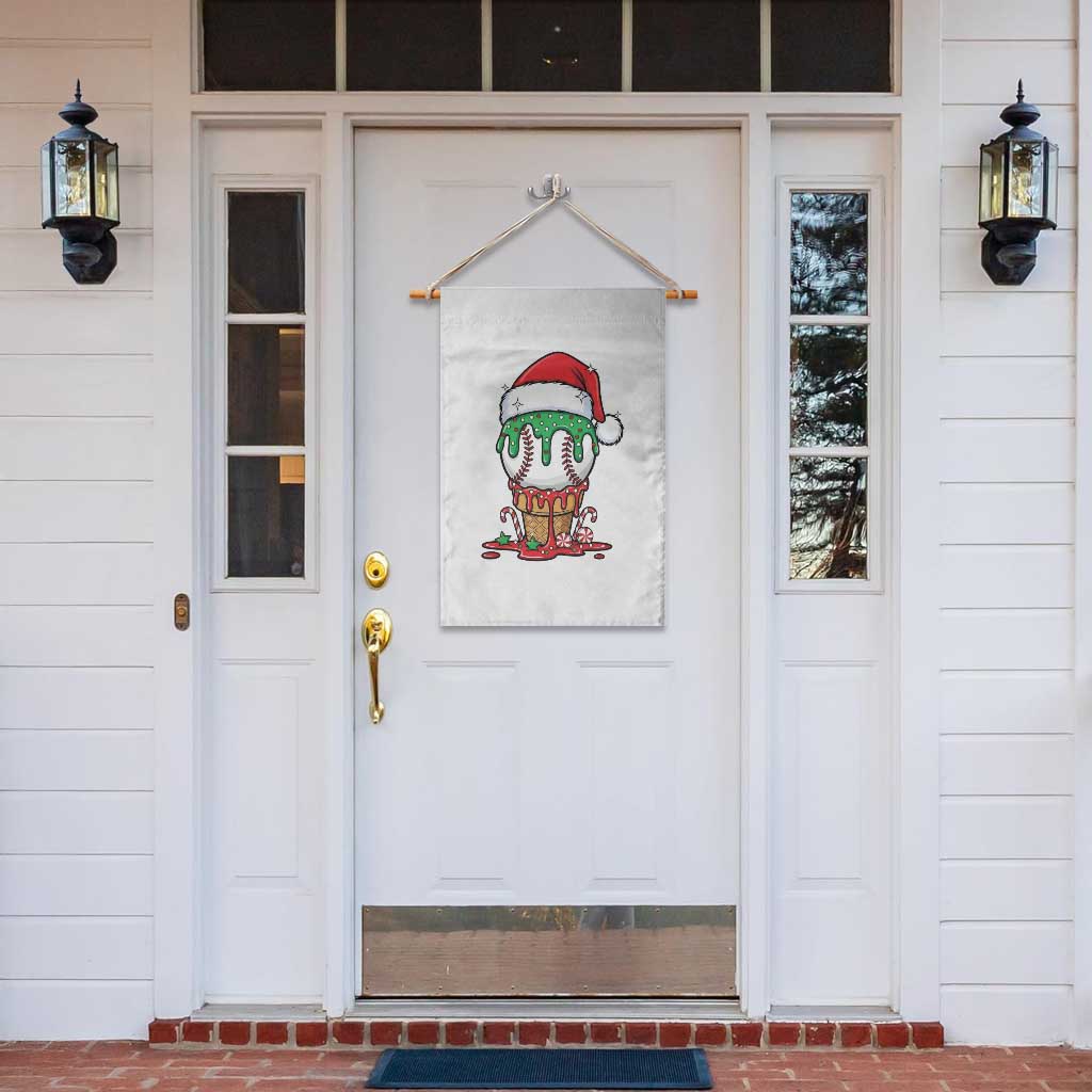Cute Baseball Christmas Icecream Dripping Garden Flag Holiday Ice Cream Cone with Santa Hat TS02 Print Your Wear