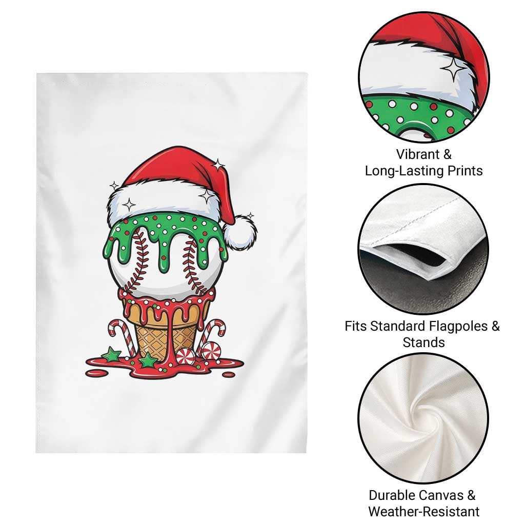 Cute Baseball Christmas Icecream Dripping Garden Flag Holiday Ice Cream Cone with Santa Hat TS02 Print Your Wear