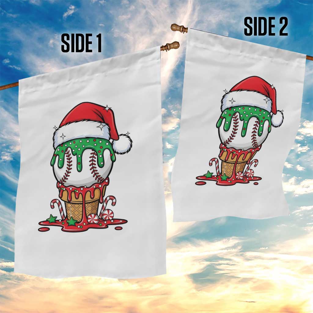 Cute Baseball Christmas Icecream Dripping Garden Flag Holiday Ice Cream Cone with Santa Hat TS02 Print Your Wear
